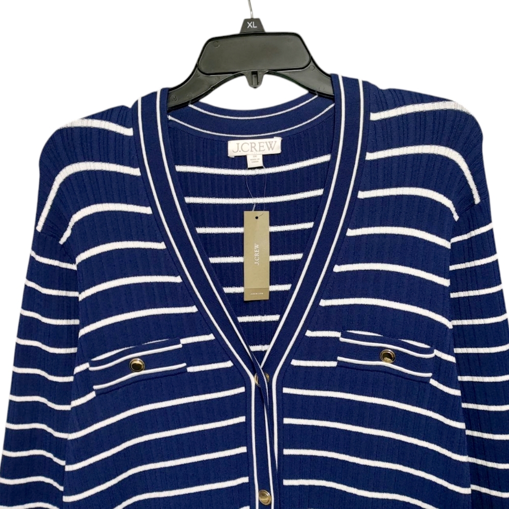 J. Crew Navy Blue Striped Button Up Sweater Dress Women's Plus Size 3X - Picture 5 of 10